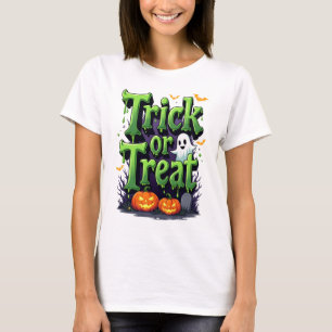Trick or Treat Modern Script Womens Halloween T-Shirt