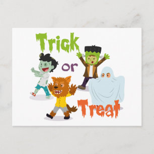 Trick or Treat Monster Costume Kids Postcard