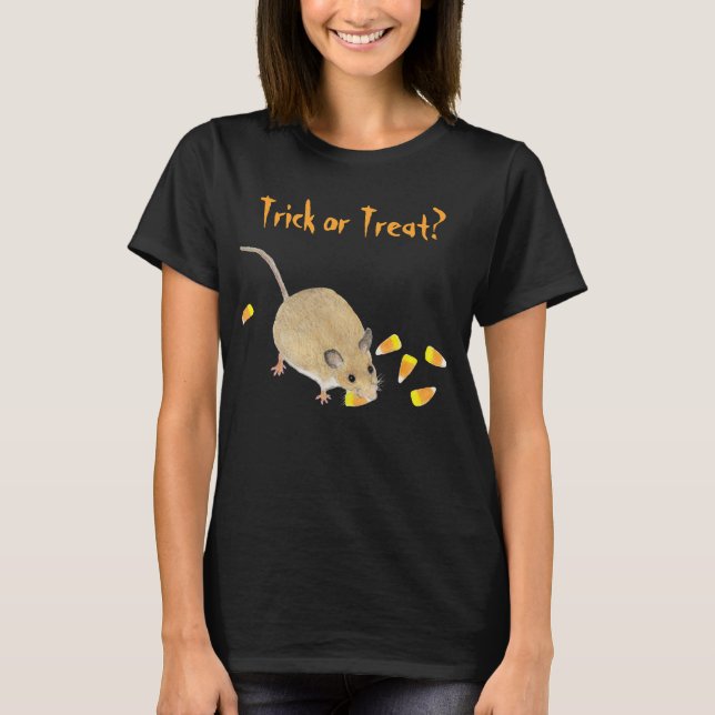 Trick or Treat Mouse with Candy Corns T-Shirt (Front)