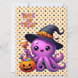 Trick or Treat Octopus Halloween Holiday Card