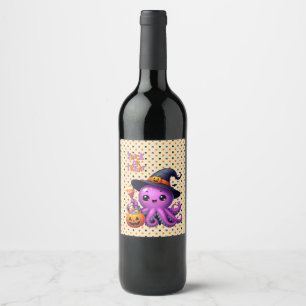 Trick or Treat Octopus Halloween Wine Label