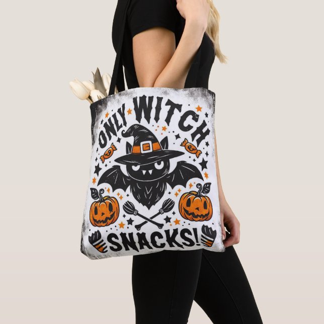 Trick or treat - Only Witch snacks Tote Bag (Close Up)