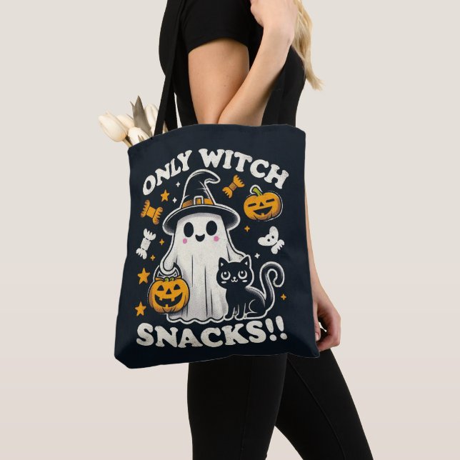 Trick or treat - Only Witch snacks Tote Bag (Close Up)
