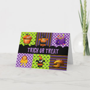Trick or Treat Orange and Purple Halloween Card