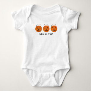 Trick or Treat Orange Carved Pumpkin Halloween Baby Bodysuit