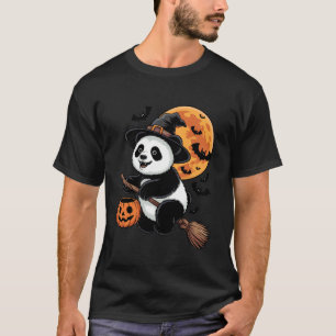 Trick or Treat Panda Witch Halloween Pumpkin Candy T-Shirt