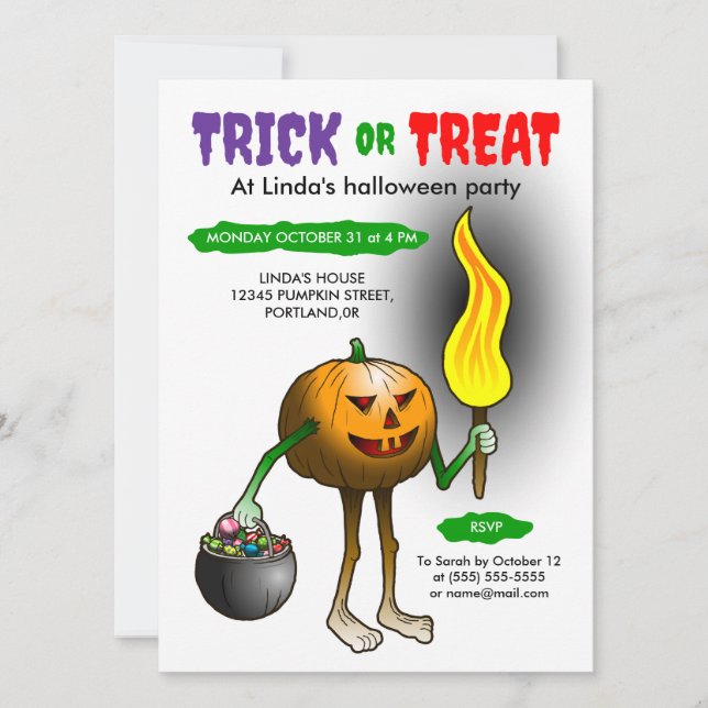Trick or treat party children Invitation (Front)