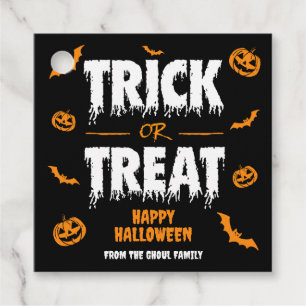 Trick or Treat Party Dark Square Favour Tags