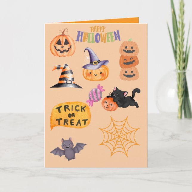 Trick or treat party personalize card (Front)