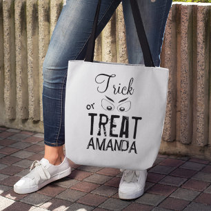 Trick or Treat Personalized Halloween Spooky Eyes Tote Bag