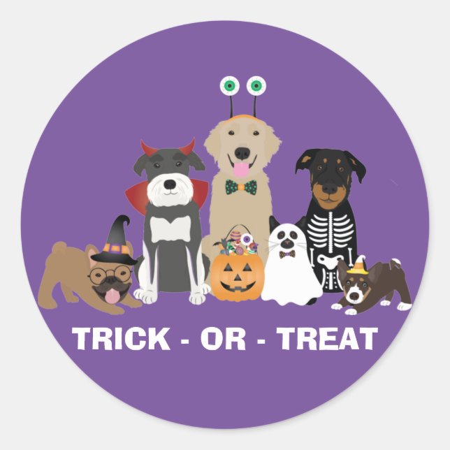 Trick Or Treat Pets Halloween Costumes Classic Round Sticker (Front)