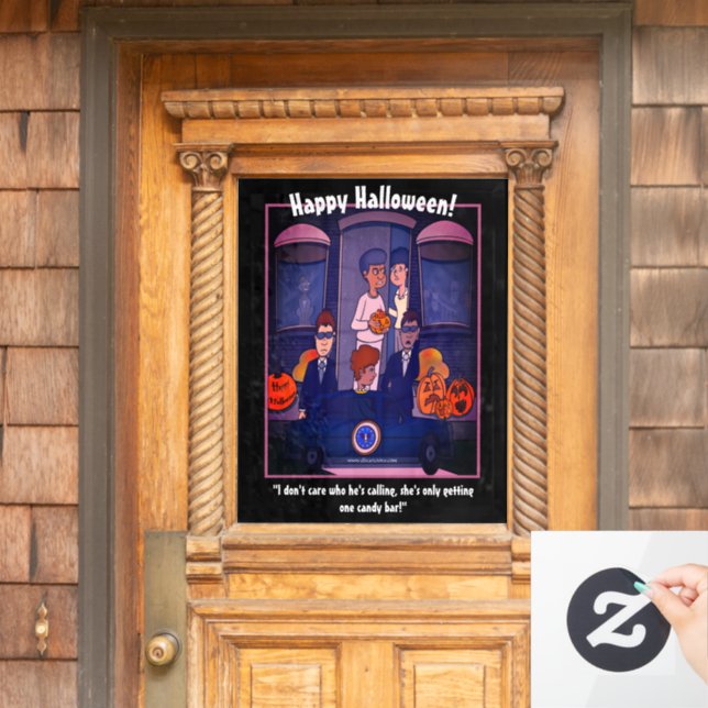 Trick Or Treat Postcard Window Cling (Home Door)