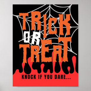 Trick or Treat Poster, Halloween Door Decor Sign