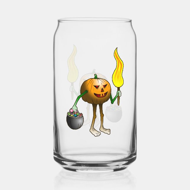 Trick or Treat pumpkin Can Glass (Front)