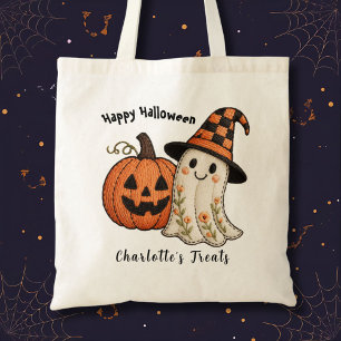Trick or Treat Pumpkin Ghost Budget Halloween  Tote Bag