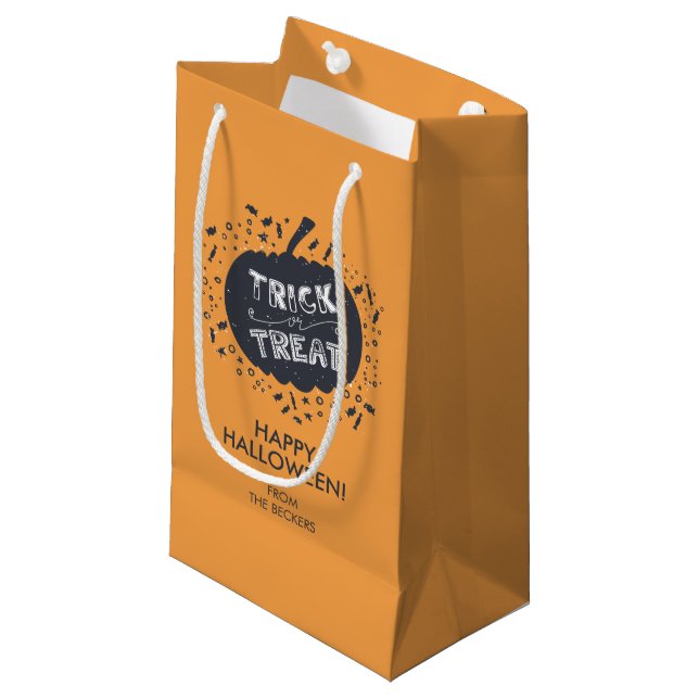Trick Or Treat Pumpkin Halloween Gift Bag (Front Angled)