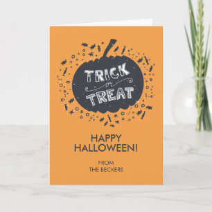 Trick Or Treat Pumpkin Halloween Greeting Card