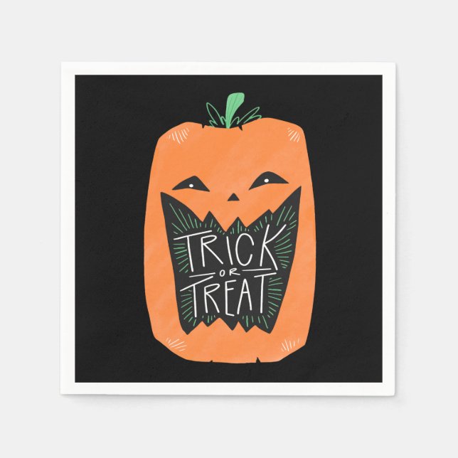 Trick or Treat Pumpkin Halloween Napkin (Front)