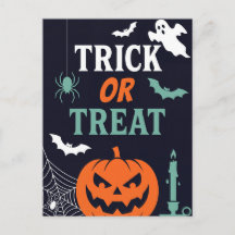 Trick or Treat Pumpkin Halloween Postcard