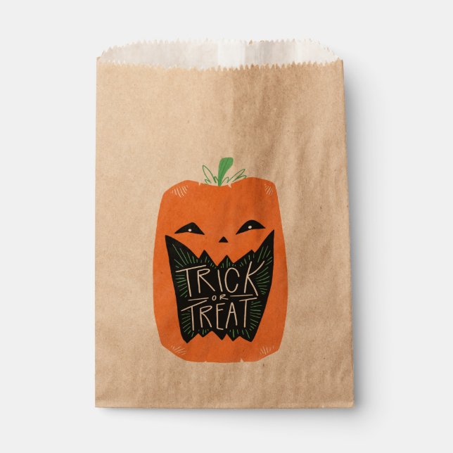 Trick or Treat Pumpkin Halloween Treat Favour Bag (Front)