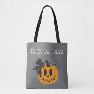 Trick Or Treat Pumpkin Jack O Lantern Bat Black Tote Bag