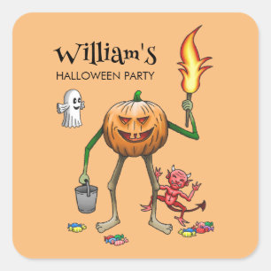 Trick or Treat Pumpkin Square Sticker