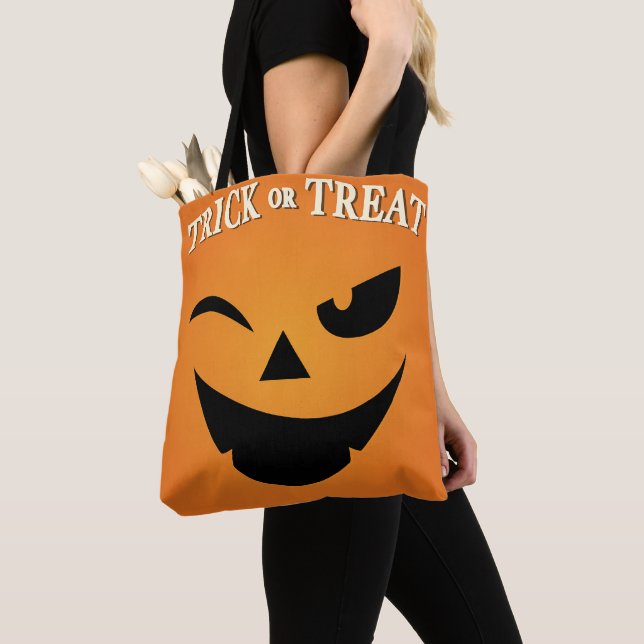 Trick or Treat Pumpkin Tote Bag (Close Up)