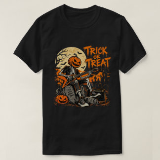 Trick or treat pumpking skull musician T-Shirt