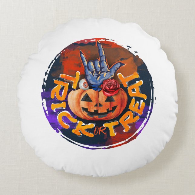 Trick or Treat Round Pillow (Front)