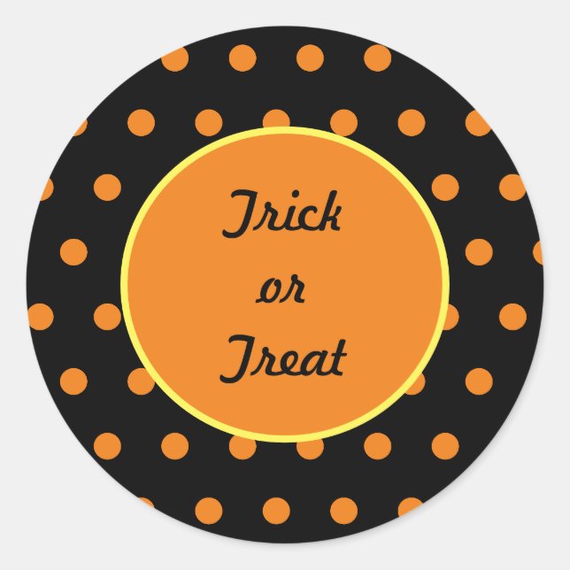 Trick or Treat Round Stickers (Black & Orange) (Front)