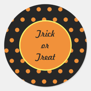 Trick or Treat Round Stickers (Black & Orange)
