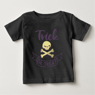 Trick or treat skull crossbones Halloween ribbon Baby T-Shirt