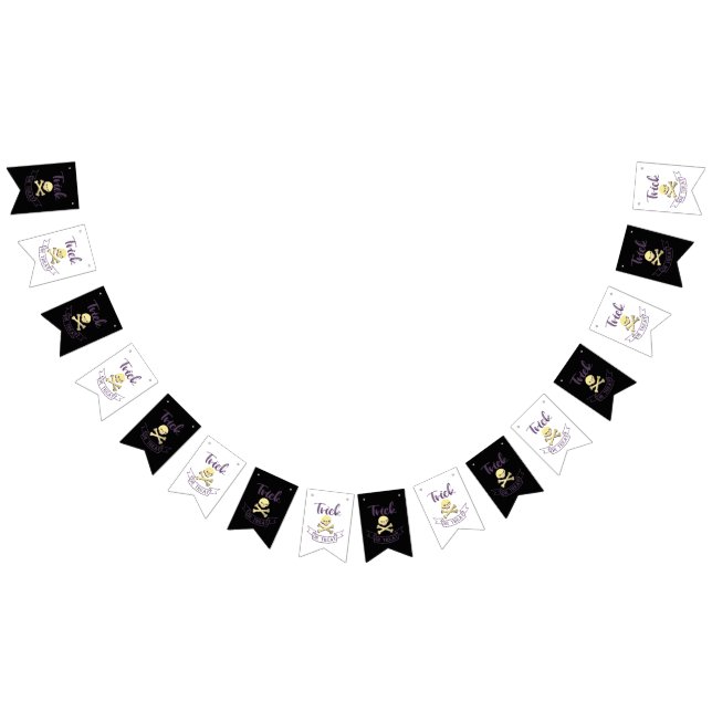 Trick or treat skull crossbones Halloween ribbon Bunting Flags (All)
