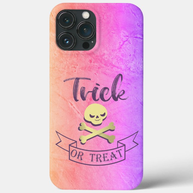 Trick or treat skull crossbones Halloween ribbon Case-Mate iPhone Case (Back)