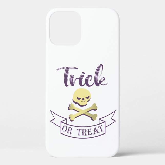 Trick or treat skull crossbones Halloween ribbon Case-Mate iPhone Case (Back)