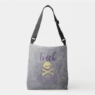 Trick or treat skull crossbones Halloween ribbon Crossbody Bag