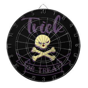 Trick or treat skull crossbones Halloween ribbon Dartboard