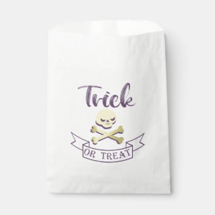 Trick or treat skull crossbones Halloween ribbon Favour Bag