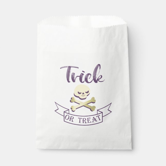 Trick or treat skull crossbones Halloween ribbon Favour Bag (Front)
