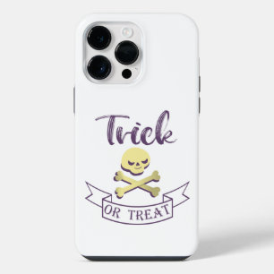 Trick or treat skull crossbones Halloween ribbon iPhone 14 Pro Max Case