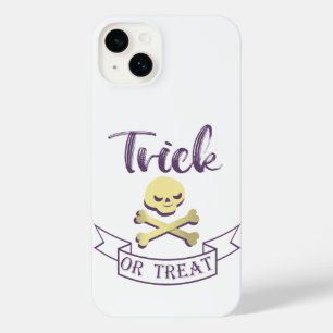 Trick or treat skull crossbones Halloween ribbon iPhone 14 Plus Case