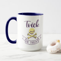 Trick or treat skull crossbones Halloween ribbon 