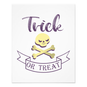 Trick or treat skull crossbones Halloween ribbon Photo Print