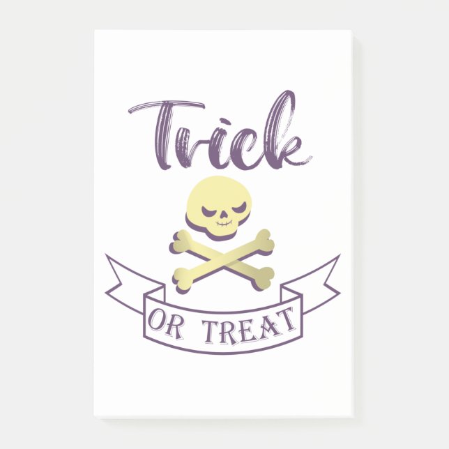 Trick or treat skull crossbones Halloween ribbon Post-it Notes (Front)