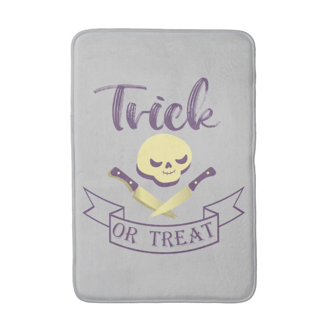 Trick or treat skull crossbones Halloween ribbon T Bath Mat (Front Vertical)