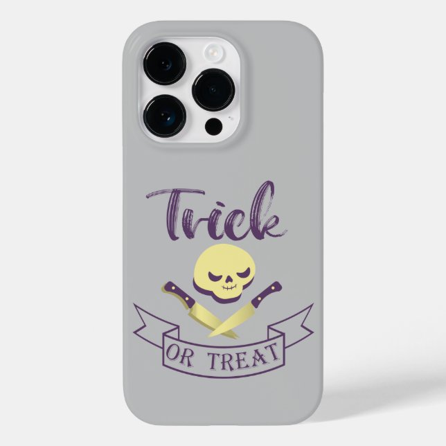 Trick or treat skull crossbones Halloween ribbon T Case-Mate iPhone Case (Back)