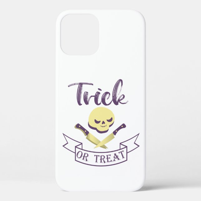 Trick or treat skull crossbones Halloween ribbon T Case-Mate iPhone Case (Back)