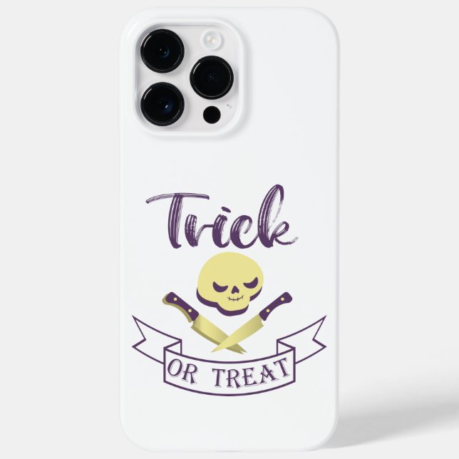 Trick or treat skull crossbones Halloween ribbon T Case-Mate iPhone Case (Back)