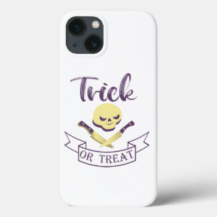 Trick or treat skull crossbones Halloween ribbon T iPhone 13 Case