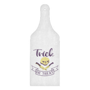 Trick or treat skull crossbones Halloween ribbon T Cutting Board